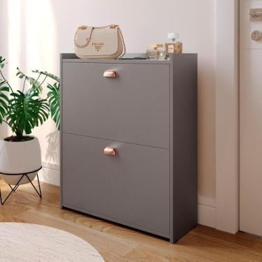 Imagem de Genérico, Sapateira Vertical 12 Pares Calçados Multiuso 2 Portas Basculantes Hall de Entrada Quarto Closet - Cinza Pérola