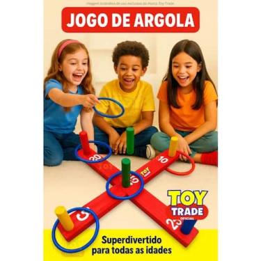 Imagem de Jogo de Argolas Cruz com Pinos em Madeira Gincana Brinquedo Educativo 