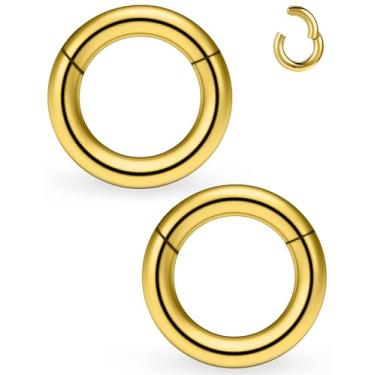 Imagem de Yaalozei Anéis de Espetum Ouro 2G Ear Gauges Brinco Plug Tunnel Streching Kit 2 Gauge Aço Inoxidável Cirúrgico Dobradiça Grande Grande Septo Nariz Clicker Prince Albert PA Anel Piercing Joias Mulheres