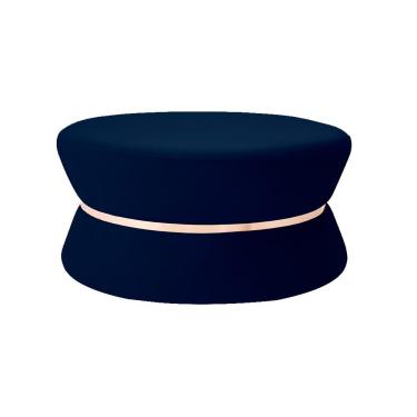 Imagem de Puff Decorativo Sala de Estar 95cm Dhaka Veludo Azul Marinho - Gran Belo