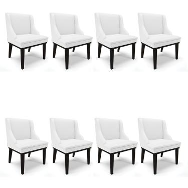 Imagem de Kit 08 Cadeiras de Jantar Liz Corino Branco Base Fixa Madeira Preto - D'Rossi