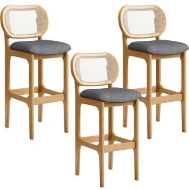 Imagem de Kit 03 Banquetas Altas Para Cozinha Bancada Sala Tela Betta Fixa L02 L