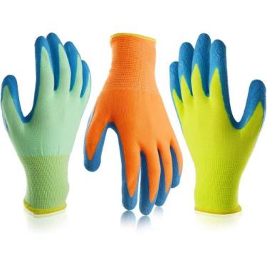 Imagem de Luvas de jardinagem infantis SECHAND, 3 pares, antiderrapantes, tamanh