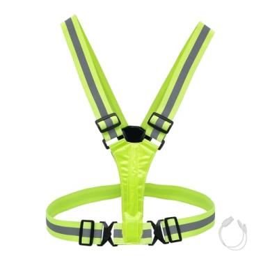 Imagem de Colete de corrida refletivo de LED, com cabos de carregamento USB tipo C, suporta 3 modos, alta visibilidade, com luzes LED frontais e traseiras e tiras refletivas para corredores, motociclistas