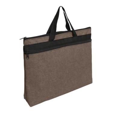 Imagem de Baoblaze Pasta de negócios organizadora de arquivos recipiente leve pasta de papel bolsa de armazenamento bolsa de documentos para viagens de negócios ao ar, Cáqui 38x7x30cm
