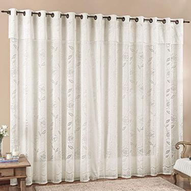 Imagem de Cortina 4 Mts Sala Quarto Luna Renda para Trilho Suisso Baratissima Palha