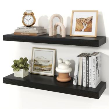 Imagem de Ornawit Prateleiras flutuantes para parede, prateleiras de madeira rústica montadas na parede para banheiro, quarto, sala de estar, cozinha, prateleira suspensa para livros/armazenamento/decoração de