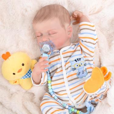 Imagem de Bebê Reborn Menino Boneco Realista de Silicone 48cm Pode Tomar Banho (Menino Boneco)