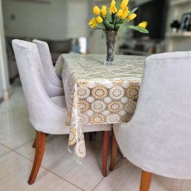 Imagem de Toalha de Mesa 4,00x1,40 Plástica Transparente com Estampa Impermeável