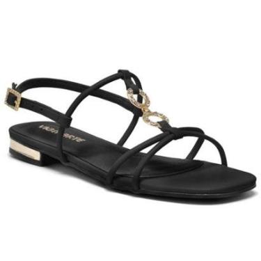 Imagem de Sandália Rasteira Feminina Preto Dourado Via Marte 202-002-01-Feminino