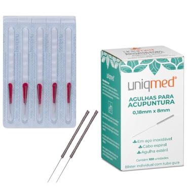 Imagem de Agulhas Para Acupuntura 0,18mmx8mm Cabo Espiral Cx 100 Und