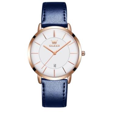 Imagem de OLEVS Relógios femininos, Azul + branco