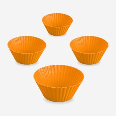 Imagem de Kit 12 Forminhas de Silicone Premium Cupcake | BPA Free, Antiaderente, Forno e Airfryer (Laranja)