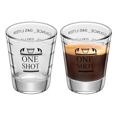Imagem de 2 peças de copos de shot de 42,5 g, copo medidor, líquido pesado, copo de vinho, café expresso, acessórios de coquetel, copo de medição reutilizável, escala preta de 45 ml (2)