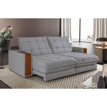 Imagem de Sofá Retrátil Berlim 2,50m 4 Lugares Molas Ensacadas Txr Prata