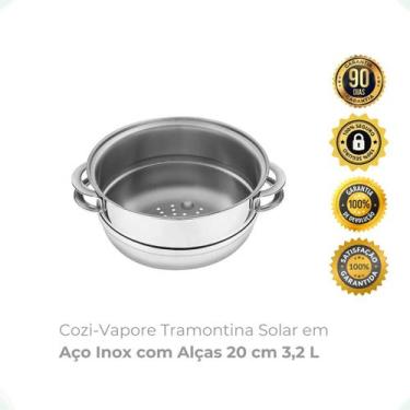Imagem de Cozi-Vapore Aço Inox 20cm - 3,2L Solar Tramontina 62510/200