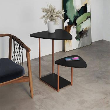 Imagem de Mesal Lateral Cibele Tampo Esfiha Ferro Cobre Tampo Preto