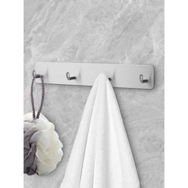 Imagem de Cabide de parede de aço inoxidável com 4 ganchos – Ganchos de entrada resistentes para casacos, chapéus, bolsas, roupões, toalhas – organizador de banheiro à prova de ferrugem (prata)