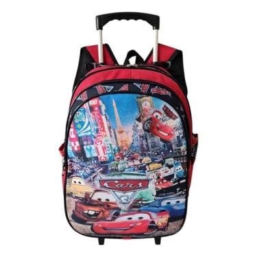 Imagem de Mochila Escolar Carros Lisa Rodinhas Tam G Infantil Meninos