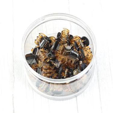 Imagem de 36 peças mini grampos de cabelo 3 garras de plástico clipes de cabelo multifunções grampos de mandíbula antiderrapantes acessórios de cabelo minúsculos para mulheres (marrom)