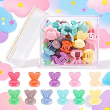 Imagem de 40 presilhas de cabelo para cabelo, mini coelho colorido arcylic mini garra de cabelo pequenos grampos de cabelo para mulheres, franja decorativa fofa, presilhas de cabelo de aderência forte