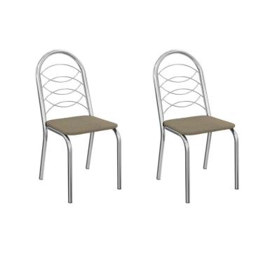 Imagem de Kit 2 Cadeiras Sala Jantar Holanda 2c009cr Aço 2 Un Cromado-boucle Bege Fendi - Kappesberg