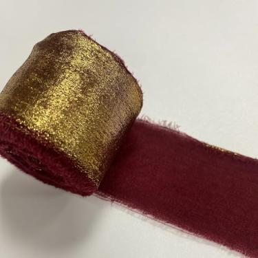 Imagem de Fita de cetim elegantemente brilhante para decorações de casamento, embrulho de presente e projetos DIY Fita decorativa de Natal (4 cm de largura, 5 m de comprimento)