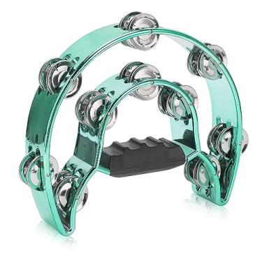 Imagem de RiToEasysports Pandeiro Portátil de Fileira Dupla Com Som Agradável, Instrumento Musical de Percussão de Sinos de Metal para Bandas de Dança, Bar KTV, Metal (Verde)