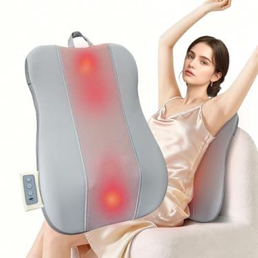 Imagem de Massageador de costas ultrafino sem fio com calor, massageador shiatsu recarregável para alívio da dor nos tecidos profundos, área de massagem grande de 420 mm, serve em cadeira, carro, escritório