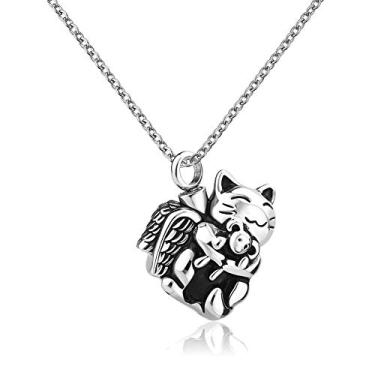 Imagem de Colar de urna Always In My Heart para cinzas, joia de cremação, lembrança, à prova d'água, pingente memorial para mãe, pai, avó, cinza, Pedra, Sem Pedra Preciosa