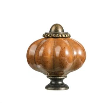 Imagem de Puxador de cerâmica de abóbora redondo simples vintage puxador de armário retrô de orifício único puxadores de gaveta móveis (estilo10)