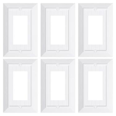 Imagem de Pacote com 6 capas de placa de parede decoradora de contas clássicas, placas decorativas de interruptor e tampas de tomada, placas de parede de policarbonato inquebráveis duráveis para tomada elétrica