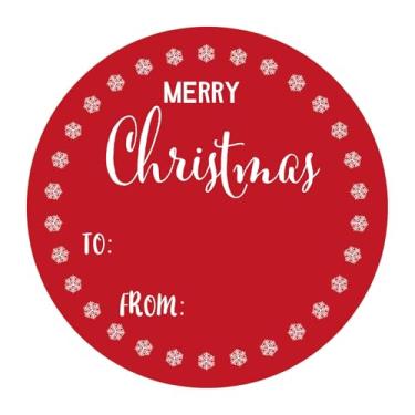Imagem de 60 adesivos de Feliz Natal, 5 cm vermelho de Natal a partir da etiqueta, adesivos de selos de envelope de feriado para selos de envelopes, sacos de presente, caixas de presente, lembrancinhas de festa