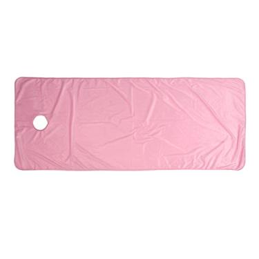 Imagem de Lençol de mesa de massagem de pelúcia, salão de beleza, spa, quente, grosso, curto, capa de lençol de pelúcia com furo para mulheres, rosa, 80x200cm