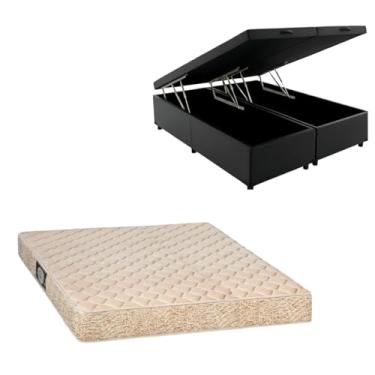 Imagem de Cama Box Baú Bipartida Blindada com Colchão de Espuma Toulon D33 (CORINO PRETO, Queen)