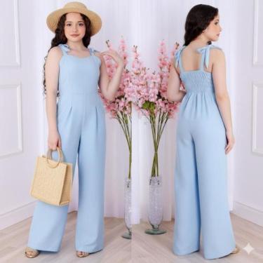 Imagem de Macacão Juvenil Feminino Pantalona Alça de Amarrar  Conforto e Estilo 