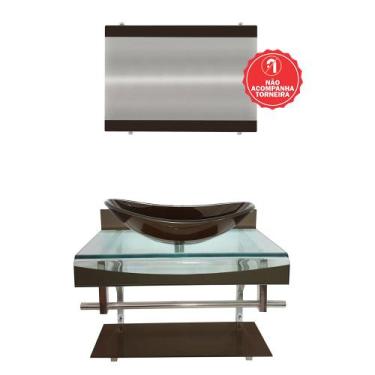 Imagem de Gabinete de Vidro 70cm para banheiro Holanda  - EKASA, Marrom