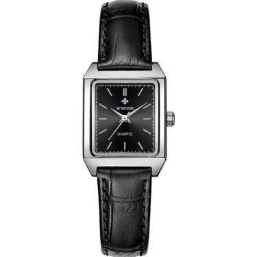 Imagem de relógio de pulso feminino quadrado de quartzo em aço inoxidavel impermeavel 