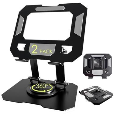 Imagem de YTDSUP 2 Pack Tablet Stand for iPad, 360° Rotating Desktop Holder, Carbon Steel Adjustable Foldable Desk Holder, for iPad Pro Air Samsung, for 4" -16" Tablets, Portable Home/Office, Upgraded - Black