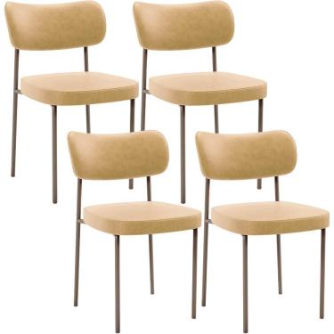 Imagem de Kit 04 Cadeiras Decorativa Estofada Para Sala De Jantar Melina Base Arena L02 Couríssimo Fendi - Lyam Decor