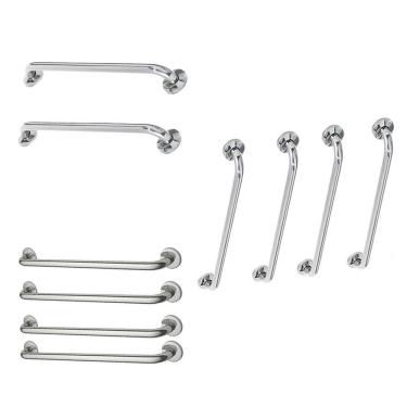 Imagem de Alça De Apoio Inox Barra Kit 10 Unidades 40cm 70cm 80cm Acessibilidade Idoso