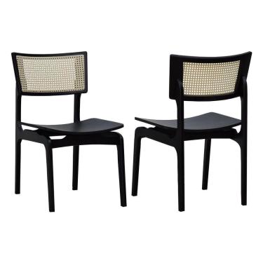 Imagem de Kit 2 Cadeiras Apollo Madeira Maciça Encosto Telinha Assento Anatômico - Preto Madeira