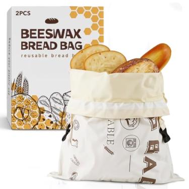 Imagem de DARCARPER Saco de pão de cera de abelha premium reutilizável, pacote com 2, GG 30 x 43 cm, armazenamento de massa fermentada de linho e algodão, ecológico, sem plástico, mantém o pão caseiro fresco