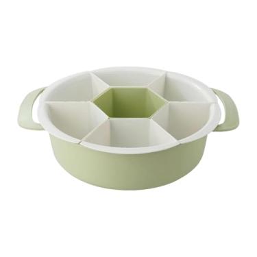 Imagem de MotiveTech Bandeja Dividida para Servir, Travessa para Fondue, Multifuncional, para Armazenamento, Prato para Petiscos, Cesto Escorredor, Ao Desgaste, Verde