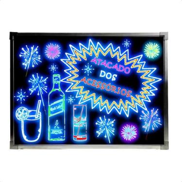 Imagem de Lousa luminosa propaganda bivolt rgb 8 canetas +flanela 40x60 cm sc-14