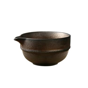 Imagem de Conjunto de cerimônia Matcha, tigela tradicional de cerâmica com textura ondulada, chawan de grés feito à mão para chá verde