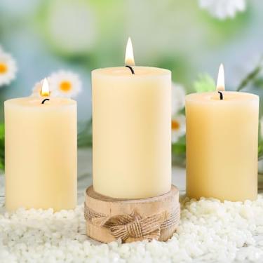 Imagem de Velas de pilar de cera de abelha branca de 5 x 7,6 cm - 3 peças