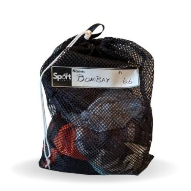 Imagem de Saco de lavanderia de malha resistente – 45,7 x 61 cm com etiqueta de nome personalizada para roupas sujas, sapatos, envoltórios e equipamentos de academia – Bolsa de roupa de viagem para atletas