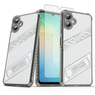 Imagem de Asuwish Capa de celular para Samsung Galaxy A06 5G com protetor de tela de vidro temperado e suporte resistente à prova de choque híbrido suporte rígido acessórios Ao6 A 06 4G LTE mulheres homens