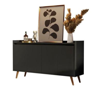 Imagem de Buffet Aparador Retrô Delux 4 Portas Preto - Moveisaqui